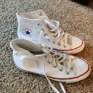 Converse Womens White High-Top Sneakers with Red Accents